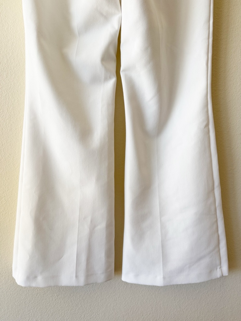 ZARA Minimalist White Flared Dress Pants High Waisted Creased Size Large - Picture 9 of 14